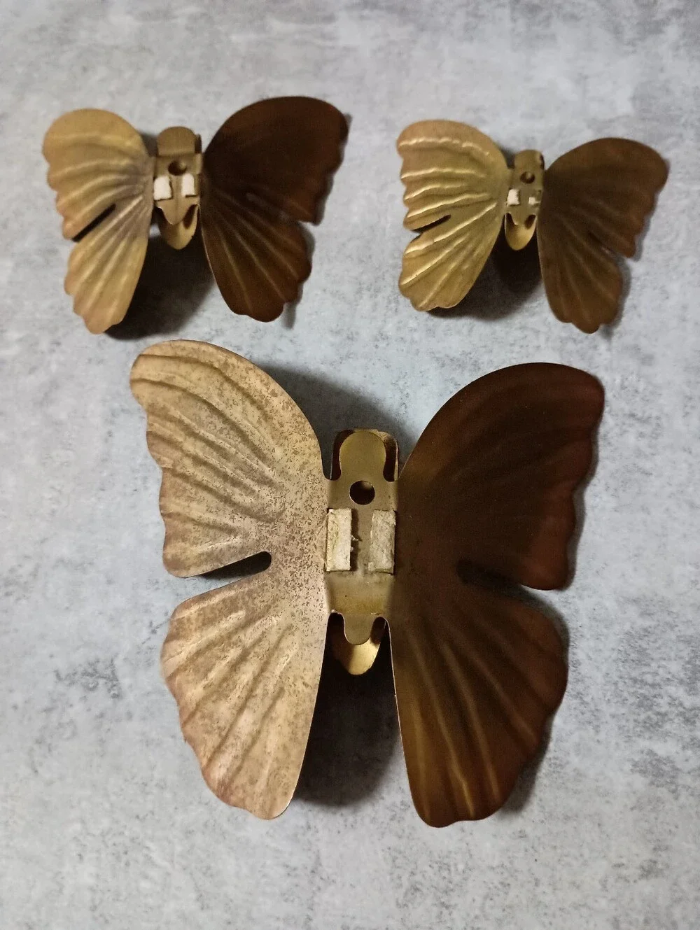 Decorative Metal Butterfly Wall Accents in Gold and Brown - Set of 3